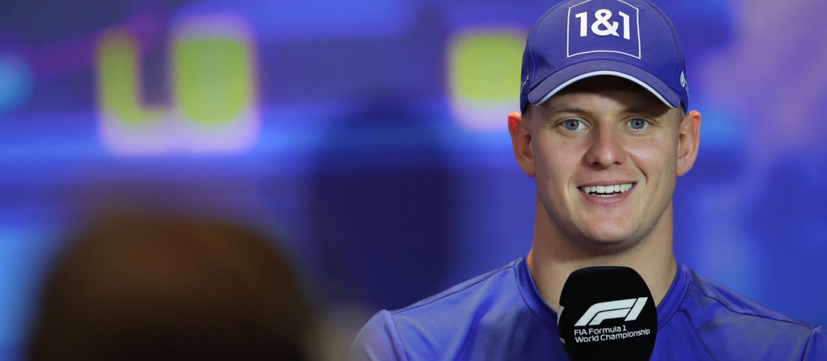 Mick Schumacher del equipo Haas de F1, durante una rueda de prensa del GP de Abu Dabi
