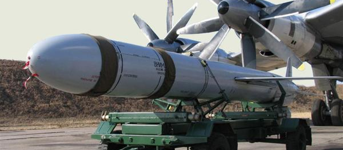 Un misil de crucero KH55 de fabricación soviética destinado para llevar una bomba nuclear