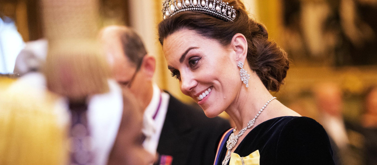 Kate Middleton , The Duchess of Cambridge at an evening reception for members of the Diplomatic Corps at BuckinghamPalace in London.  Picture date: Wednesday December 11, 2019.
