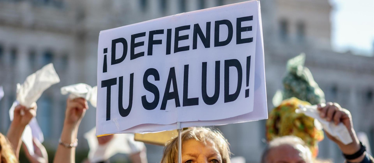 Un cartel en defensa de la Sanidad.