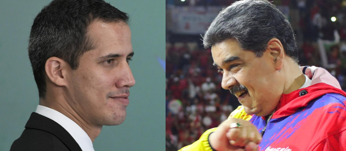 El presidente encargado de Venezuela Juan Guaidó y el dictador Nicolás Maduro