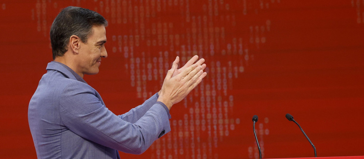 Pedro Sánchez en un acto de la Internacional Socialista