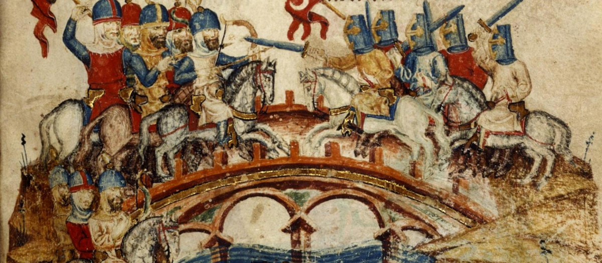 Batalla de Mohi (1241). Manuscrito medieval del s. XIII