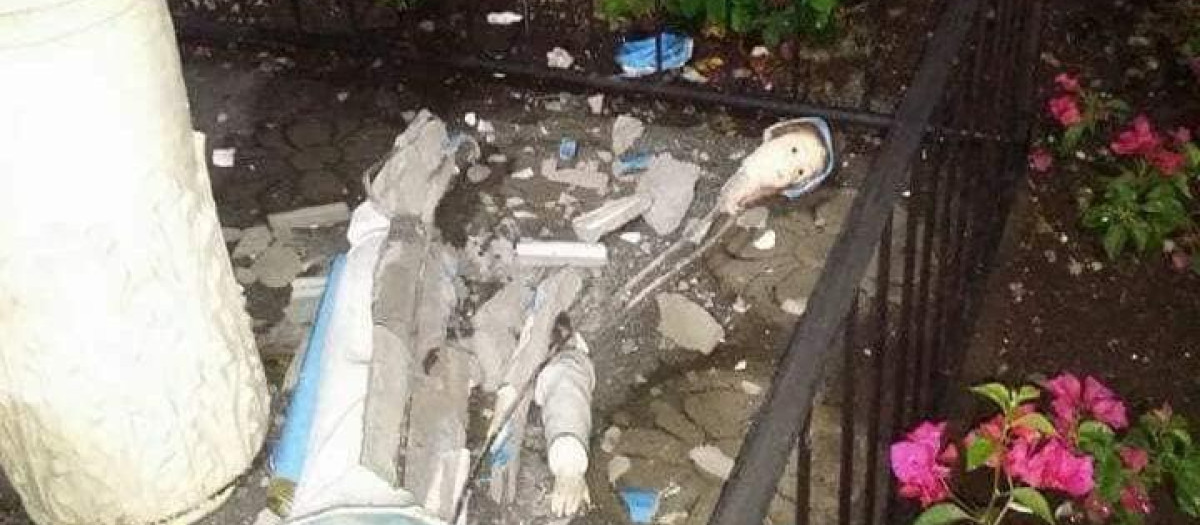 La Virgen de Cuapa vandalizada en 2018 por grupos sandinistas