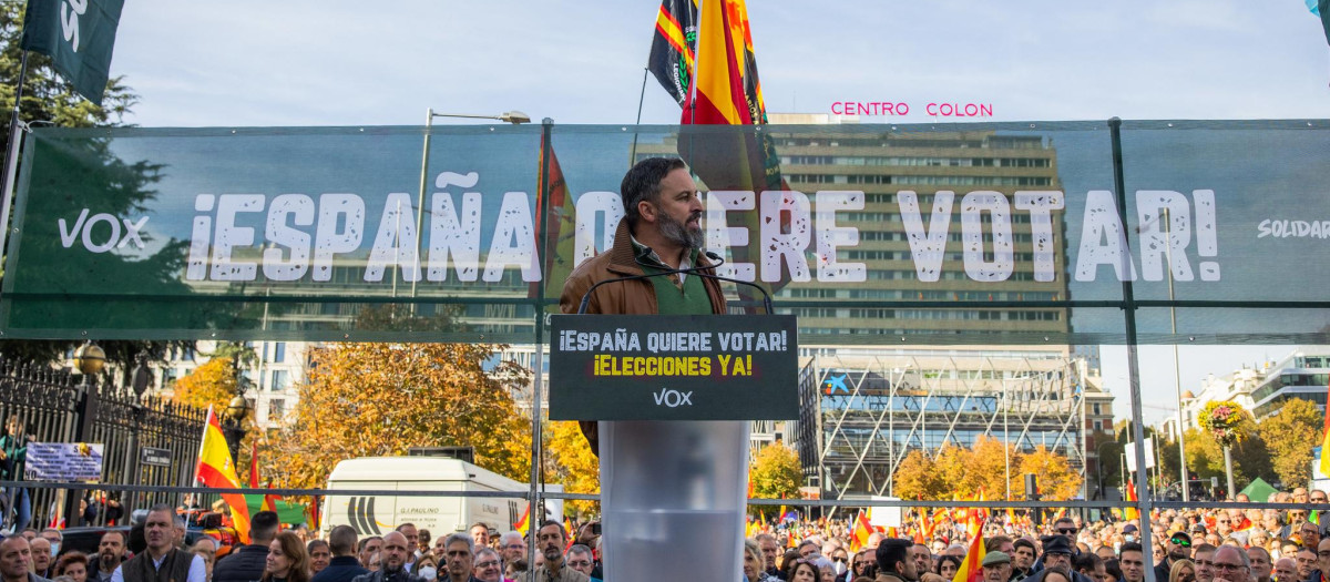 Santiago Abascal en la manifestación en Colón