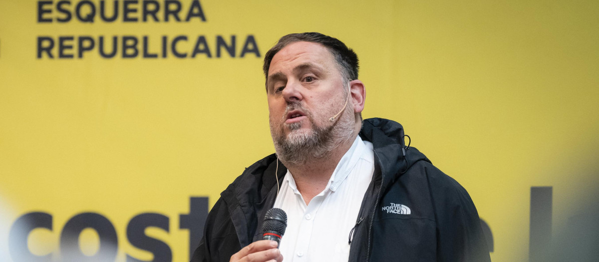 El presidente de ERC, Oriol Junqueras, en un acto en Gerona