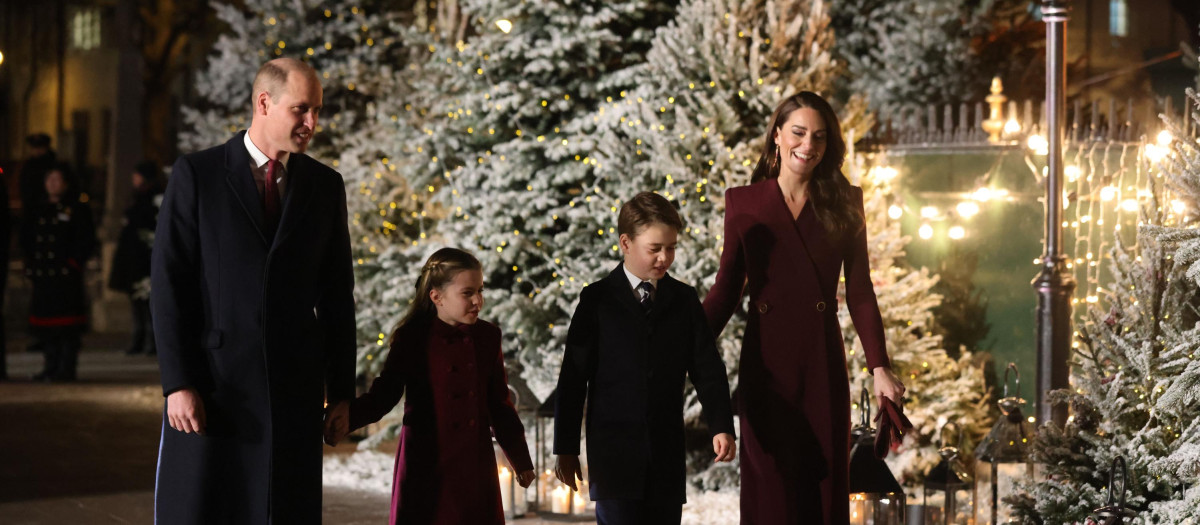 Prince William, Princess Charlotte, Prince George and Catherine Princess of Wales attending Christmascarol service at WestminsterAbbey, London, UK - 15 Dec 2022