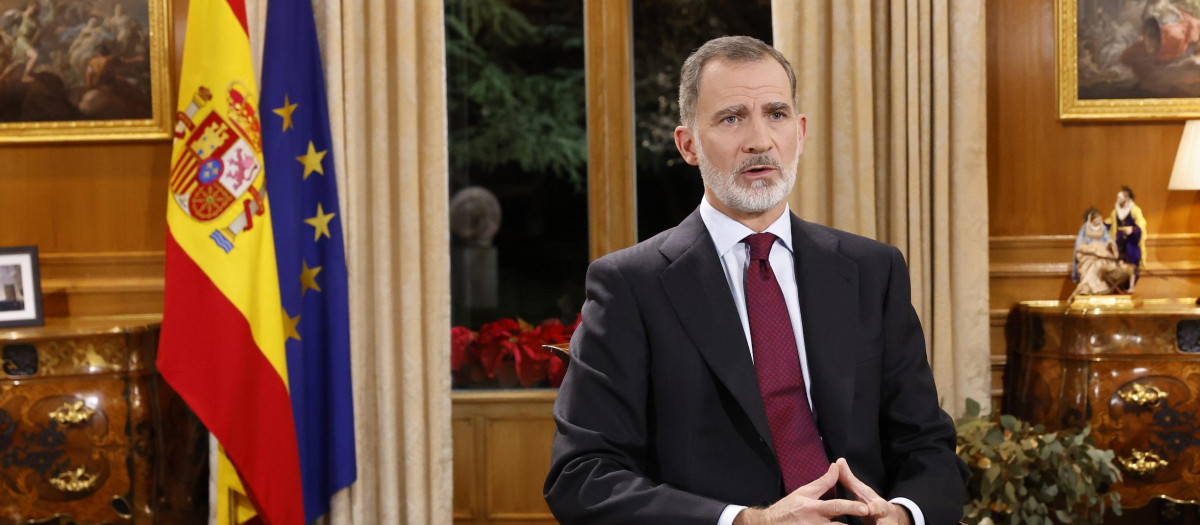 El Rey Felipe VI, durante el discurso de Navidad