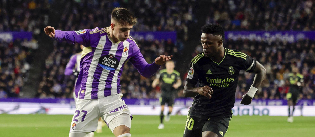 Vinicius, durante el partido de Liga en Valladolid