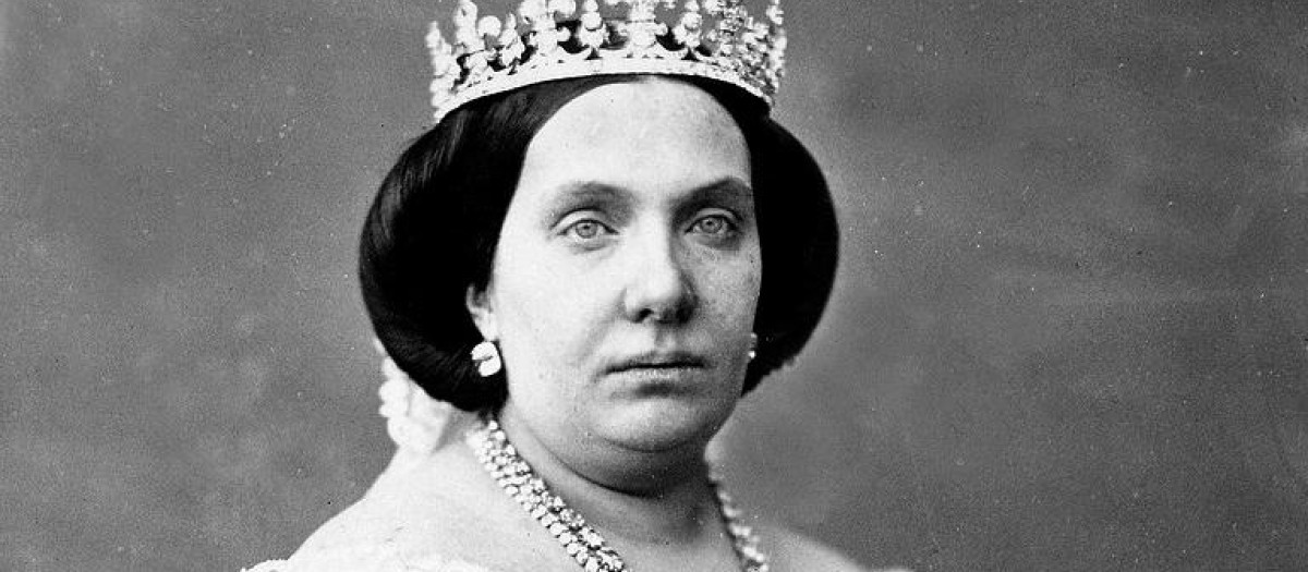 Retrato fotográfico de la reina de Isabel II de España por J. Laurent