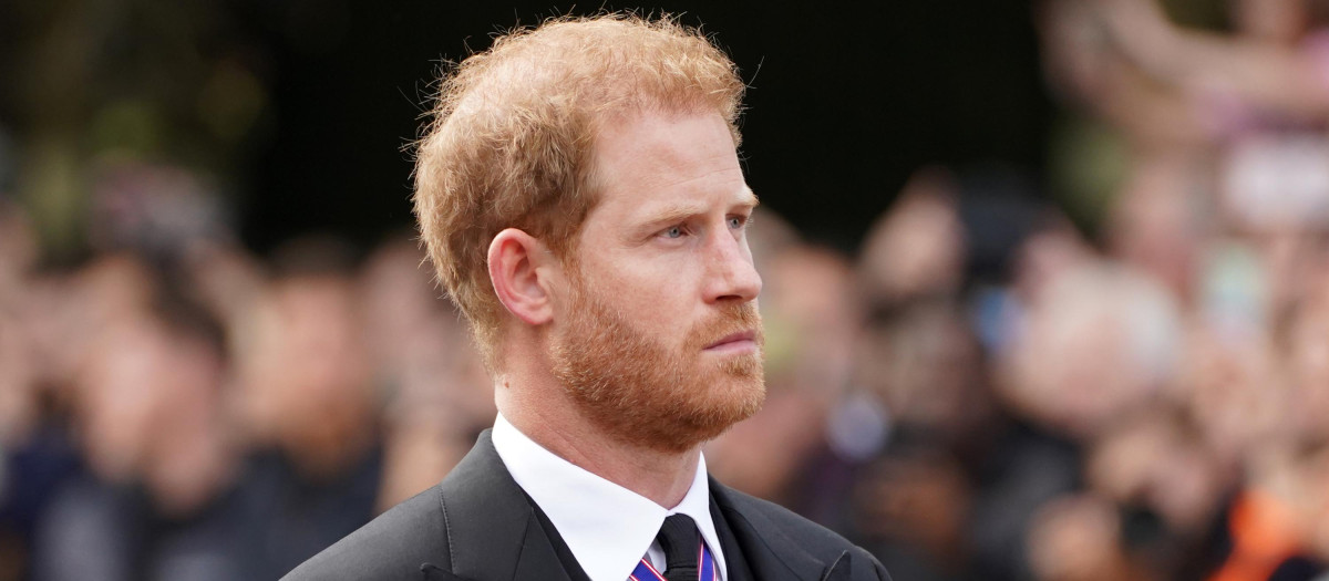 Britain´s Prince Harry during transfer of Queen Elizabeth II's remains from BuckinghamPalace to WestminsterHall, London on September 14, 2022.