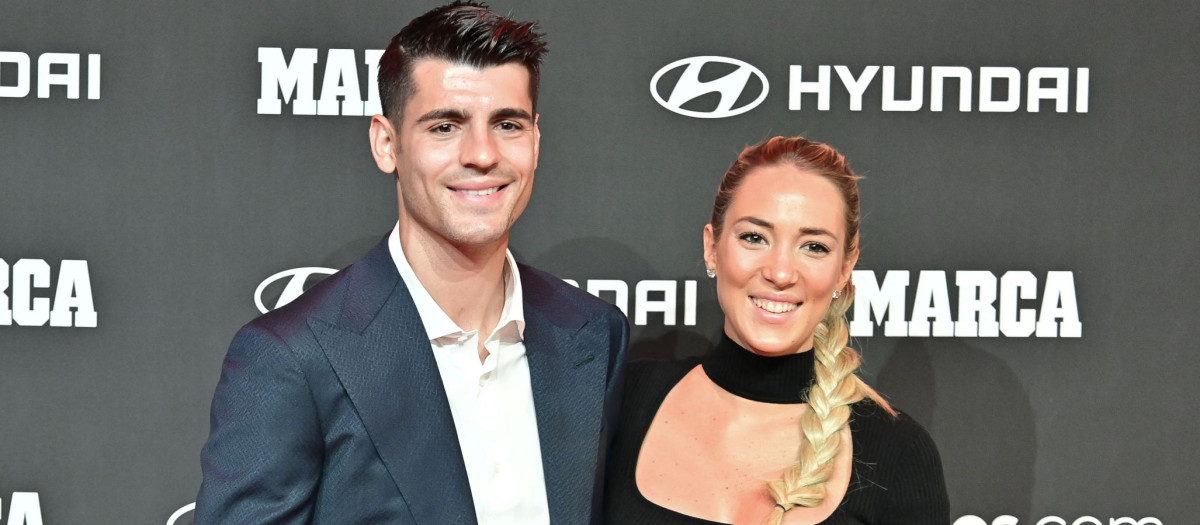 Alvaro Morata and Alice Campello during Marca Soccer Awards in Madrid on Wednesday, 28 September 2022.