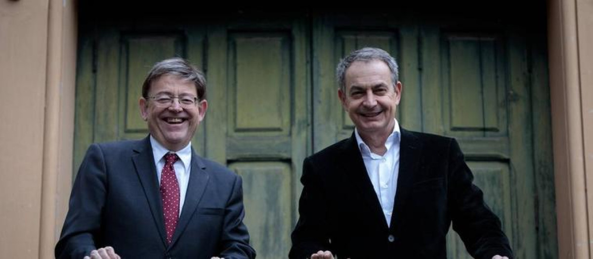 El expresidente del Gobierno José Luis Rodríguez Zapatero, junto a Ximo Puig.