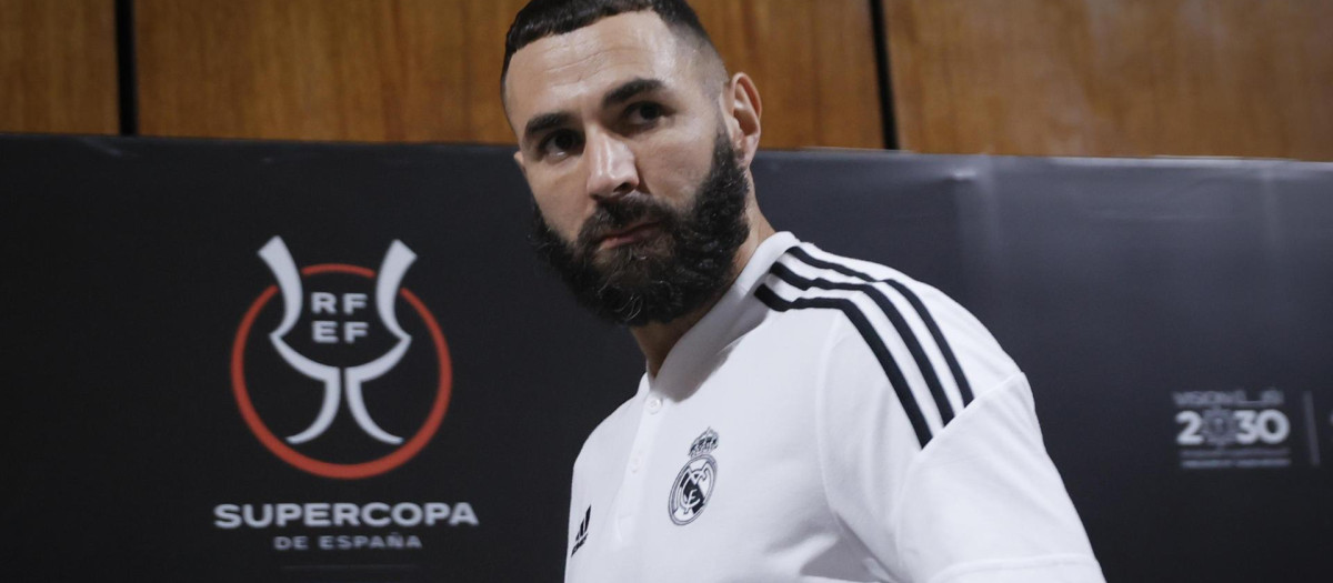 Karim Benzema, en la rueda de prensa de este sábado en Arabia Saudí