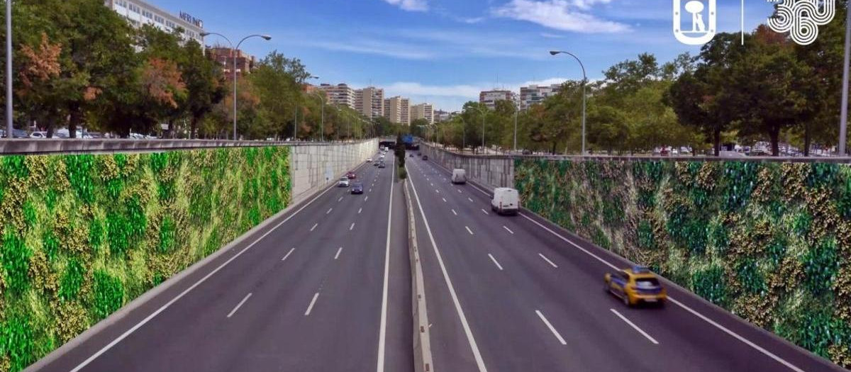 Recubrimiento del muro de la M-30