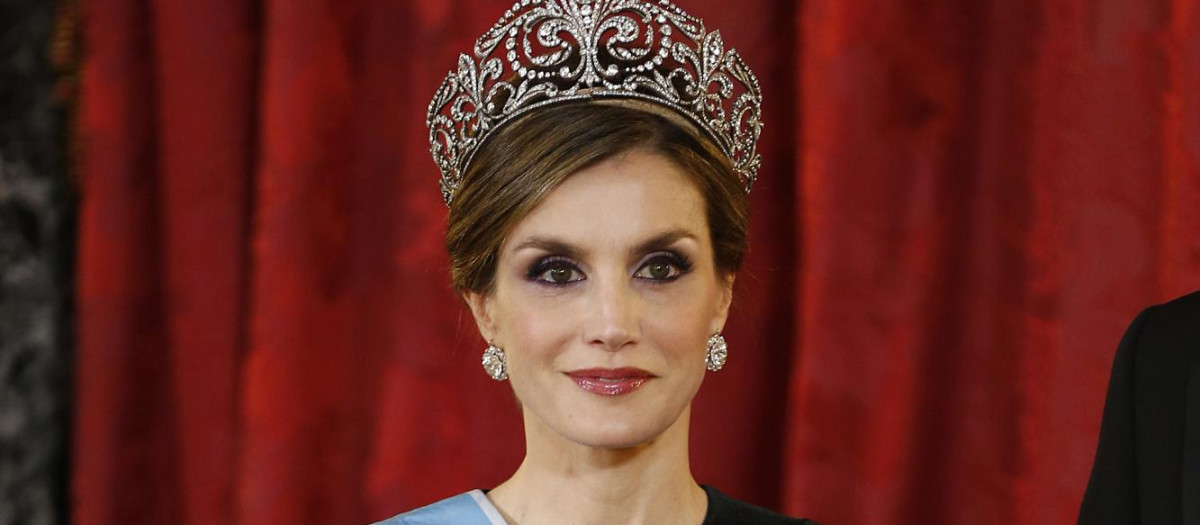 Queen Letizia of Spain during Gala Dinner for Argentina’s President on ocassion his official visit to Spain in RealPalace, Madrid on Wednesday 22, February 2017