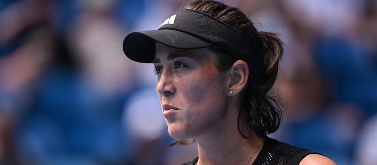 Garbiñe Muguruza, la madrugada de este lunes, en Melbourne, durante el Open de Australia