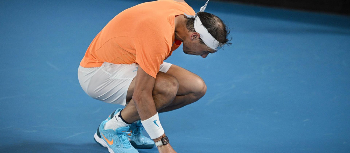 Momento en el que Rafa Nadal se lesiona en el Open de Australia