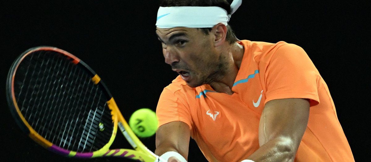Rafa Nadal, en un momento del partido en Australia