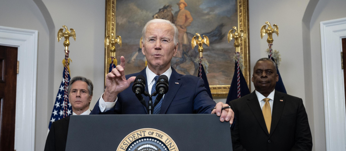 El presidente de los Estados Unidos, Joe Biden, con el secretario de Estado, Antony Blinken, y el secretario de Defensa, Lloyd Austin