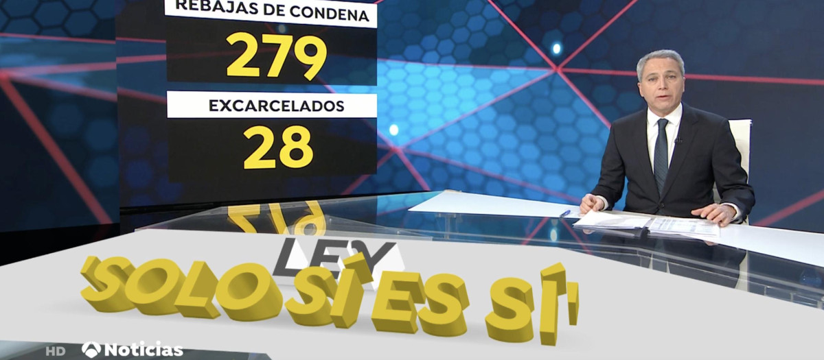 Vicente Vallés, este viernes, con el contador de la ley del 'solo sí es sí'