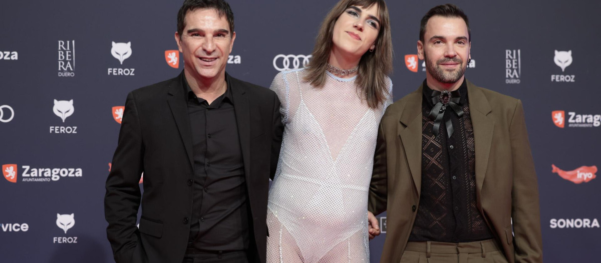 El productor Javier Perez Santana (a la derecha) durante la última edición de los Premios Feroz