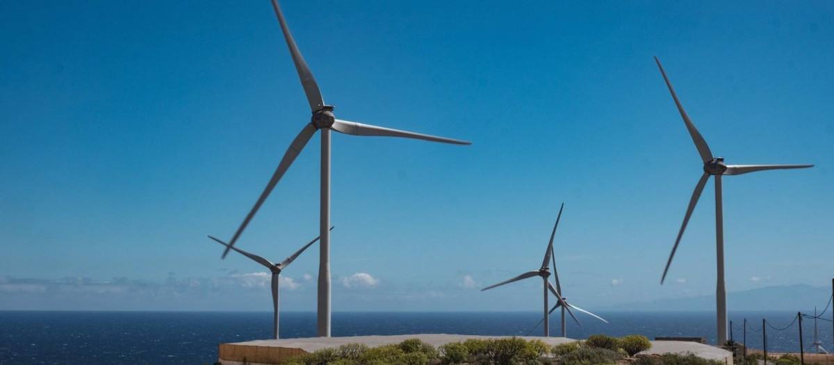 Parque eólico situado en las Islas Canarias