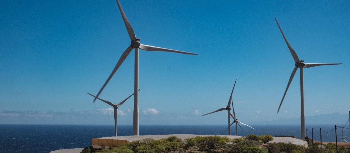 Parque eólico situado en las Islas Canarias