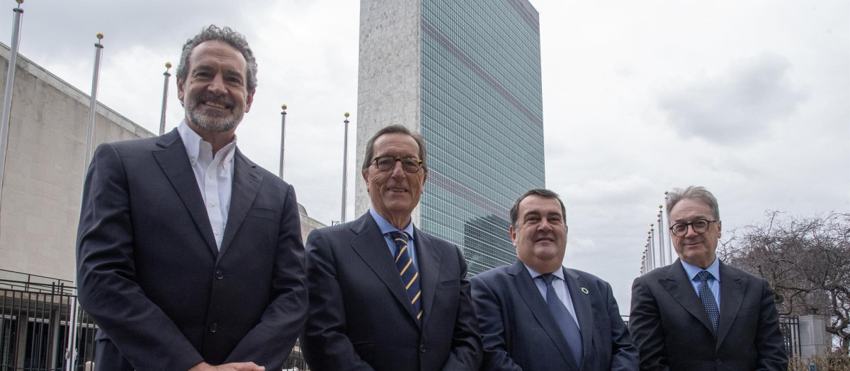 Andrés Conde, Antonio Vila Bertrán, Ernesto Gasco y Marc Simón ante la ONU