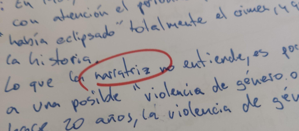 Texto en el que aparece la palabra 'narratriz'
