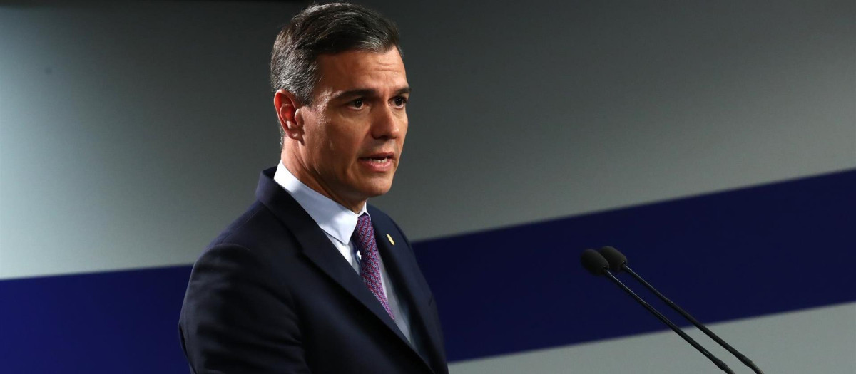 El presidente del Gobierno, Pedro Sánchez, en rueda de prensa en Bruselas al término del Consejo Europeo