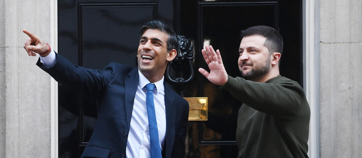 Volodomir Zelenski y Rishi Sunak durante su encuentro en Londres