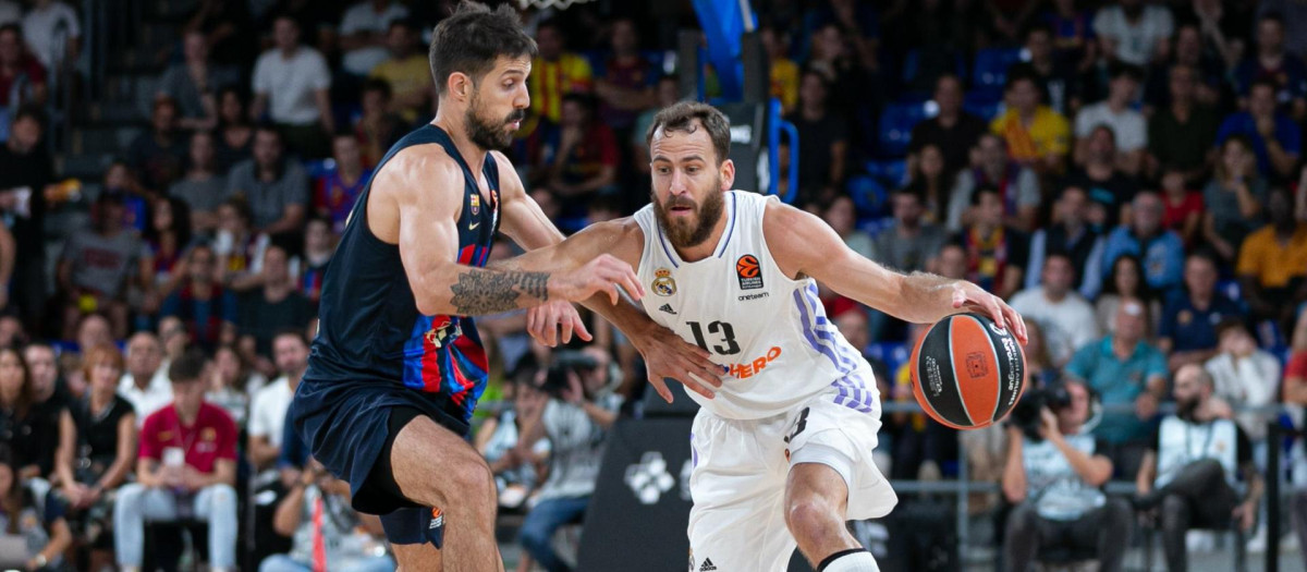Sergio Rodriguez during Euroliga match between FC Barcelona and Real Madrid in Palau Blaugrana ,Barcelona,13 October,2022.
