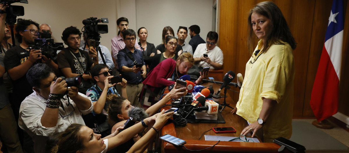 Paola Plaza en la rueda de prensa