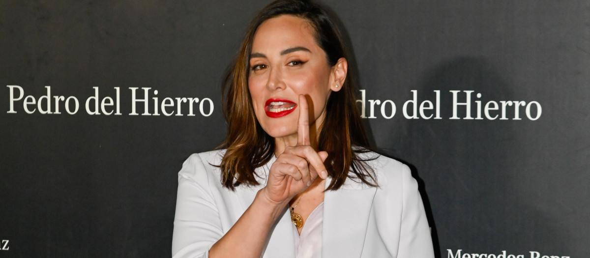 Tamara Falcó at the front row of “PedroDelHierro” collection during Pasarela Cibeles Mercedes-Benz Fashion Week Madrid 2023 in Madrid, on Thursday , 16 February 2023.