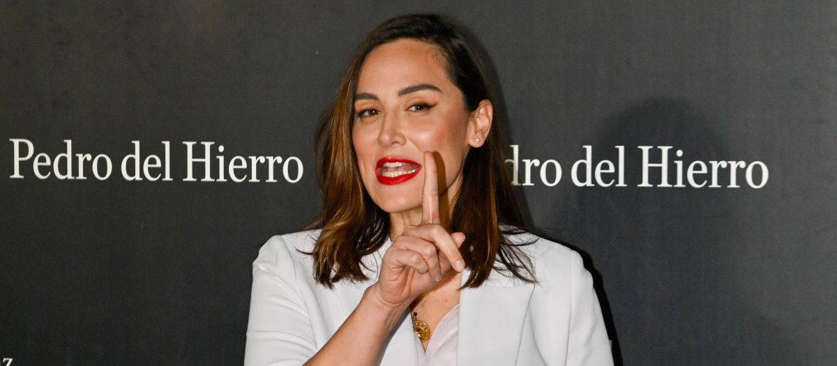 Tamara Falcó at the front row of “PedroDelHierro” collection during Pasarela Cibeles Mercedes-Benz Fashion Week Madrid 2023 in Madrid, on Thursday , 16 February 2023.