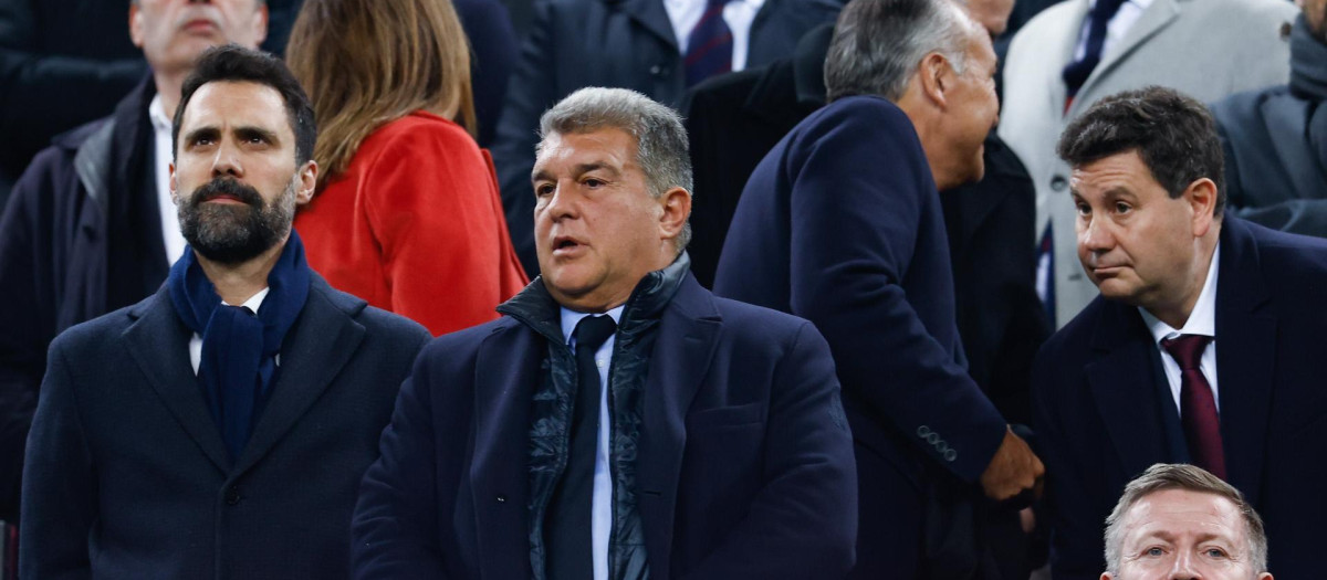 Joan Laporta, en el palco del Camp Nou
