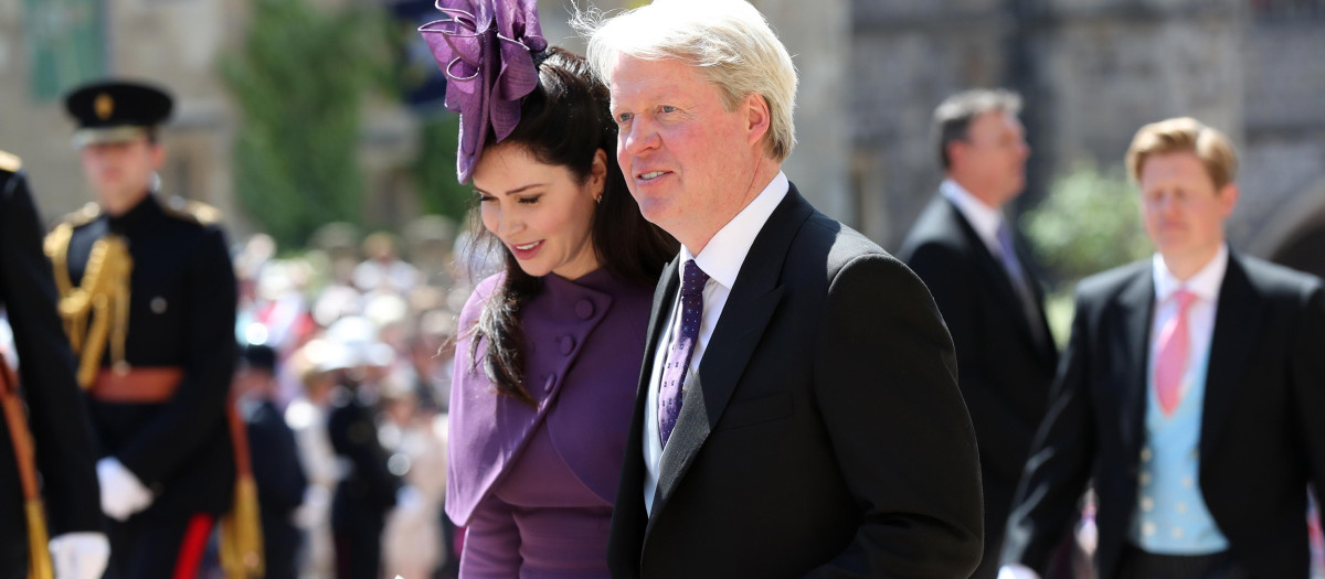 Earl Spencer Charles Spencer and Karen Spencer attending the wedding ceremony of Prince Harry of Wales and Ms. Meghan Markle in Windsor, England on May 19, 2018.