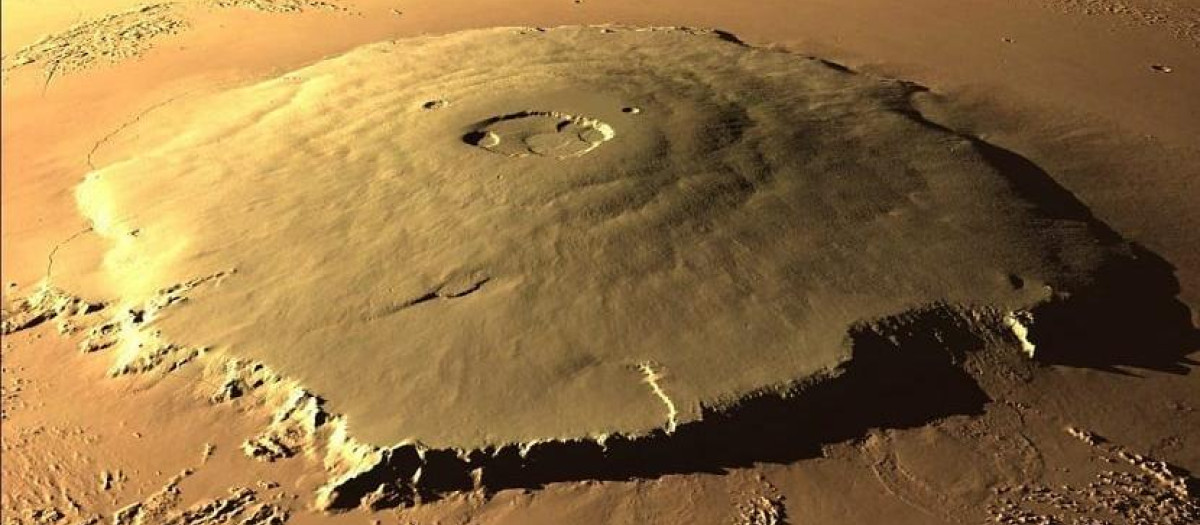 Recreación virtual del monte Olimpo de Marte