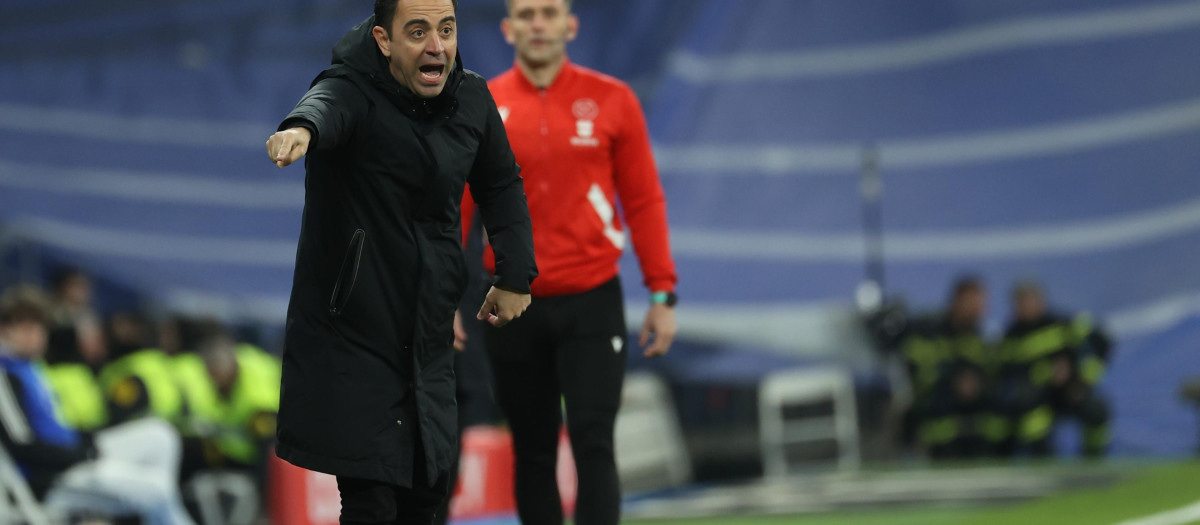 Xavi Hernández, en el partido ante el Real Madrid de este jueves
