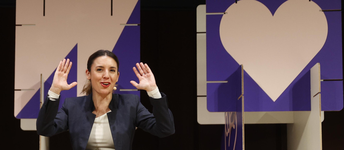 Irene Montero en la clausura del Encuentro Internacional Feminista, en febrero