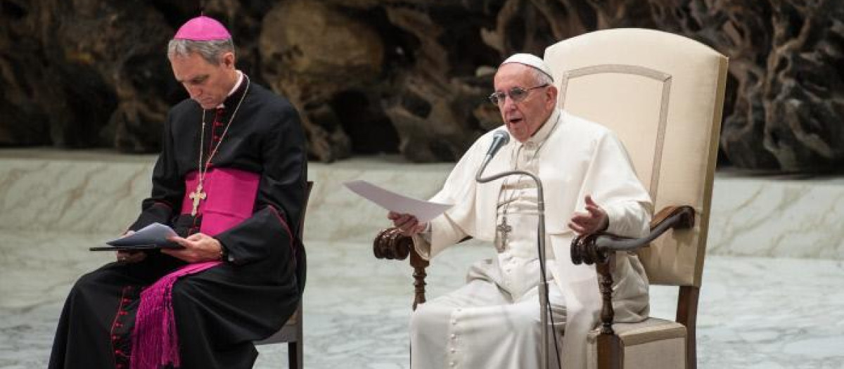 El Papa Francisco junto a Georg Gänswein, durante una audiencia en el Vaticano