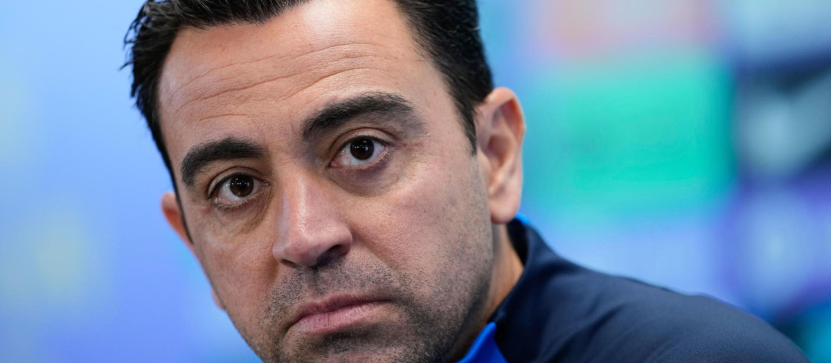 Xavi Hernández durante la rueda de prensa previa al partido de Liga contra el Valencia.