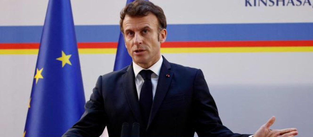 Emmanuel Macron durante su visita a la República Democrática del Congo
