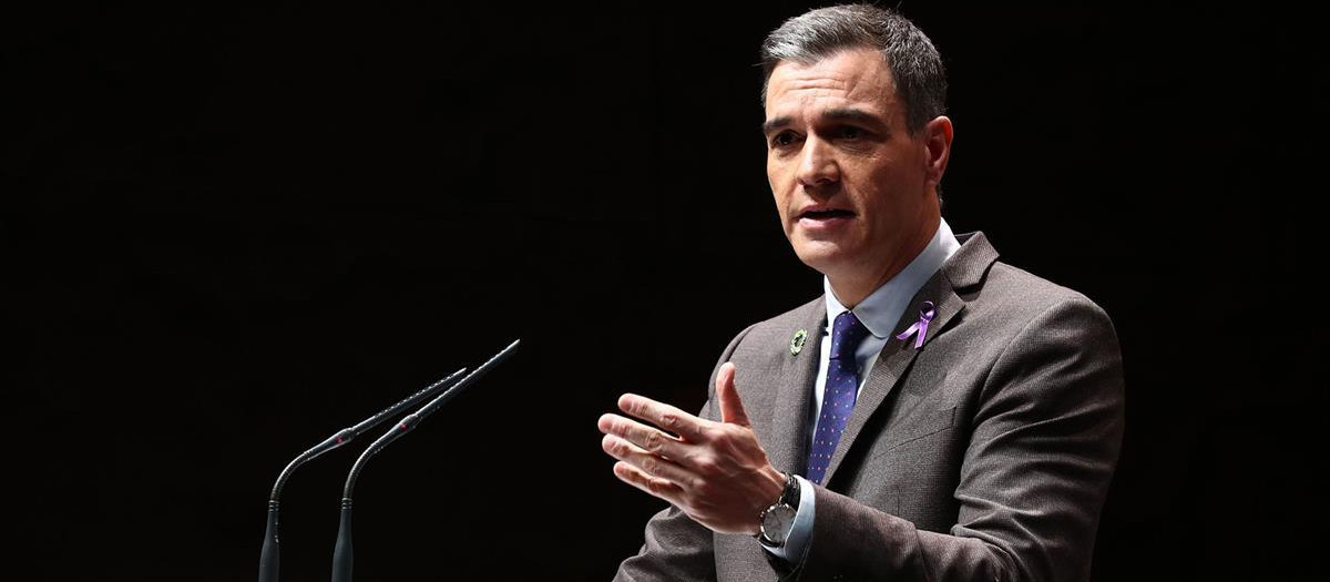 El presidente del Gobierno, Pedro Sánchez, en un acto, este lunes