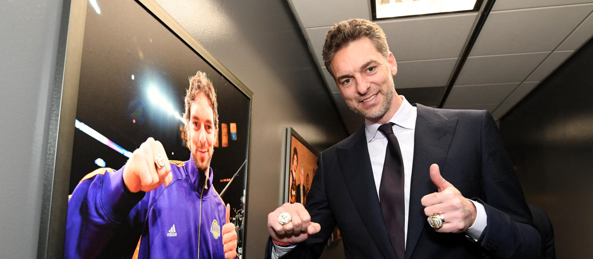 LOS ANGELES, CA - MARCH 7: Pau Gasol poses for a photo prior to the game between the Memphis Grizzlies and the Los Angeles Lakers on March 7, 2023 at Crypto.Com Arena in Los Angeles, California. NOTE TO USER: User expressly acknowledges and agrees that, by downloading and/or using this Photograph, user is consenting to the terms and conditions of the Getty Images License Agreement. Mandatory Copyright Notice: Copyright 2023 NBAE Andrew D. Bernstein/NBAE via Getty Images/AFP (Photo by ANDREW D. BERNSTEIN / NBAE / Getty Images / Getty Images via AFP)