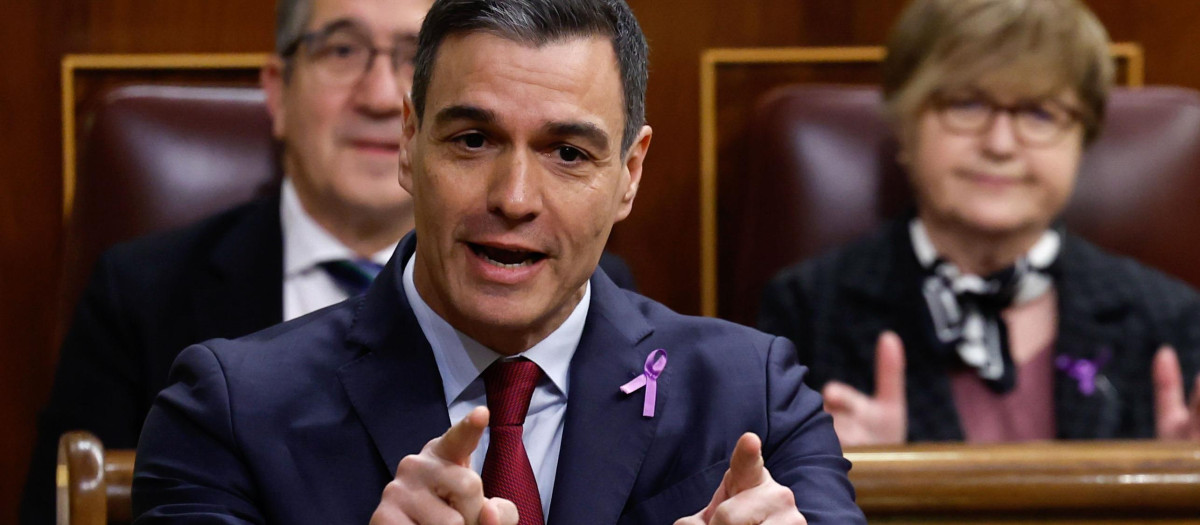 Pedro Sánchez, durante la sesión de control de este miércoles
