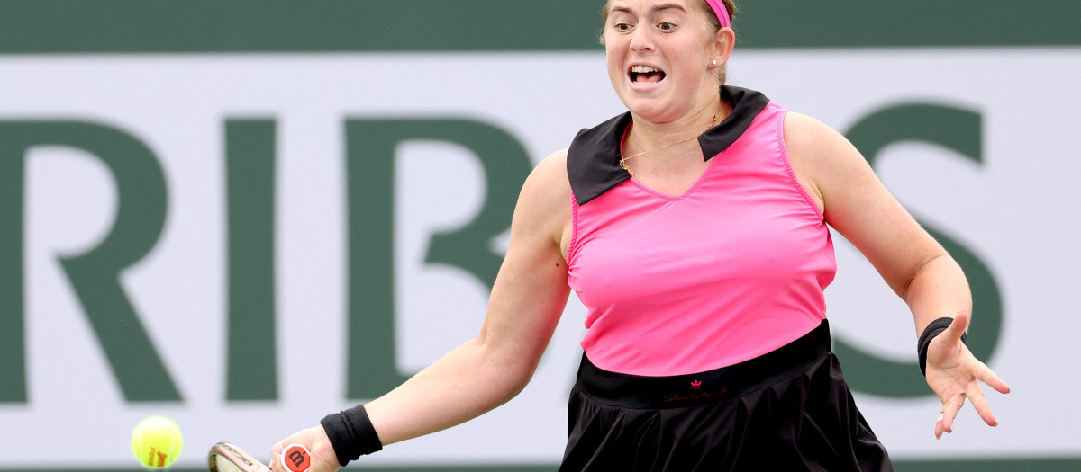 La tenista Jelena Ostapenko en un partido de esta temporada en Indian Wells