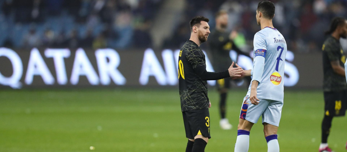 Lionel Messi y Cristiano en el partido de las estrellas en Arabia Saudí