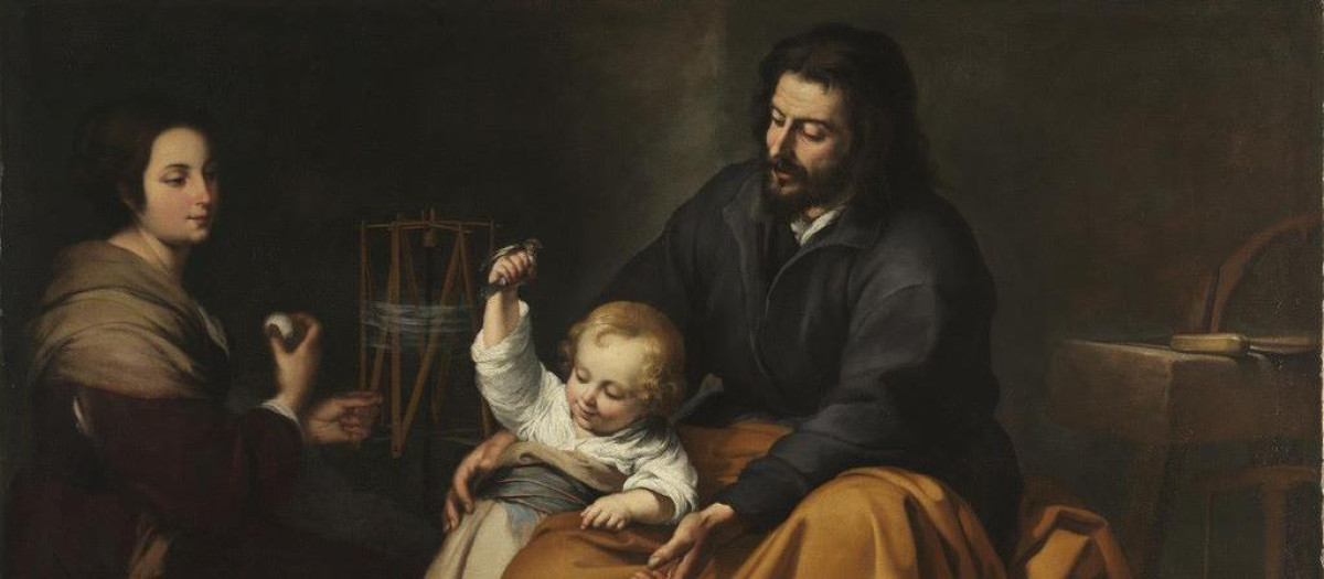 San José juega con el Niño Jesús en la 'Sagrada Familia del pajarito', de Murillo